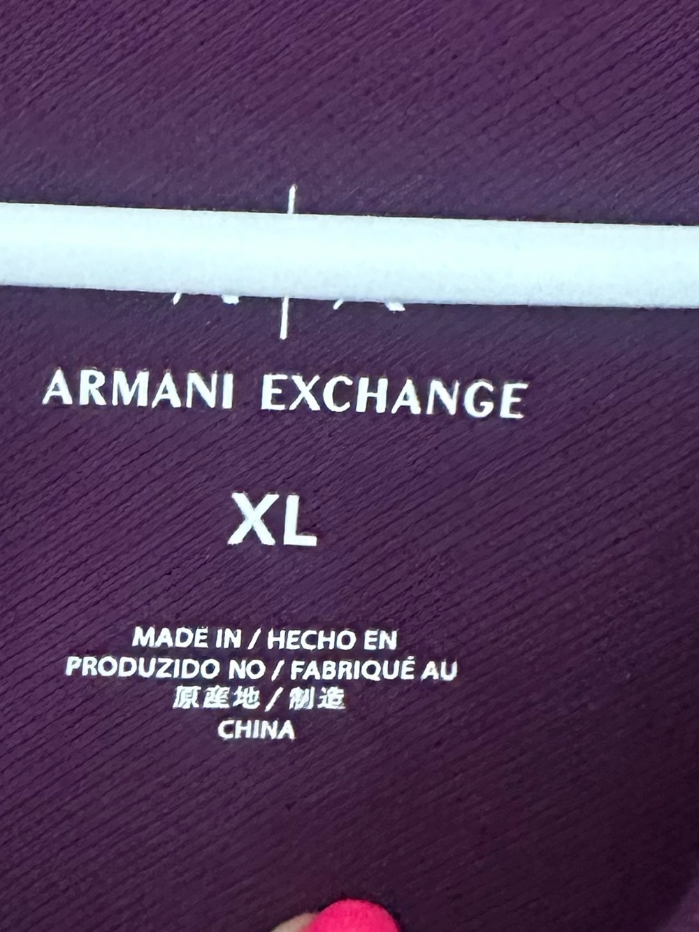 Armani Exchange Men's Plum Polo with Pink Accents - Picture 2 of 3